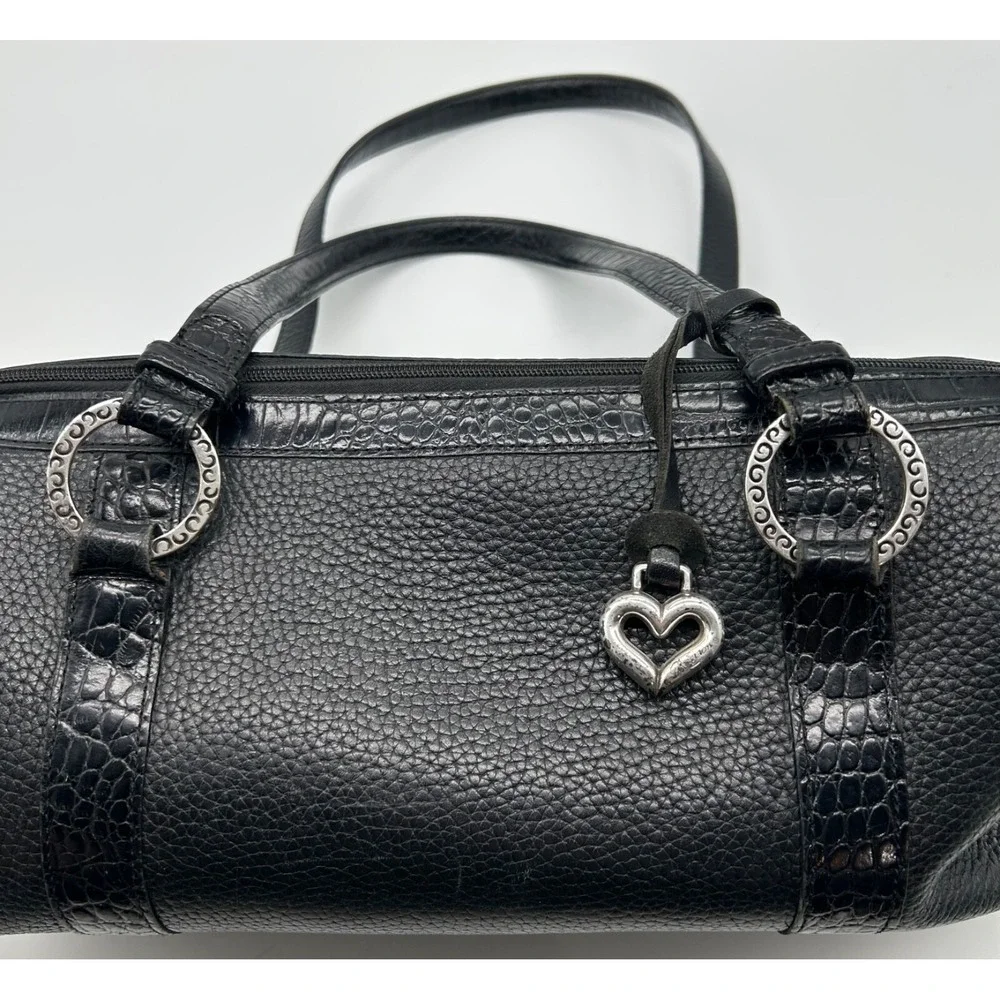 Brighton‎ Satchel Shoulder Bag Handbag Black Pebbled Leather EUC